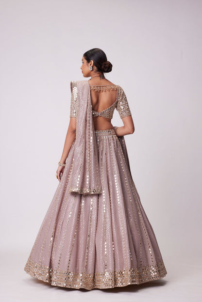 Ash Pink Sequin Embroidered Lehenga Set