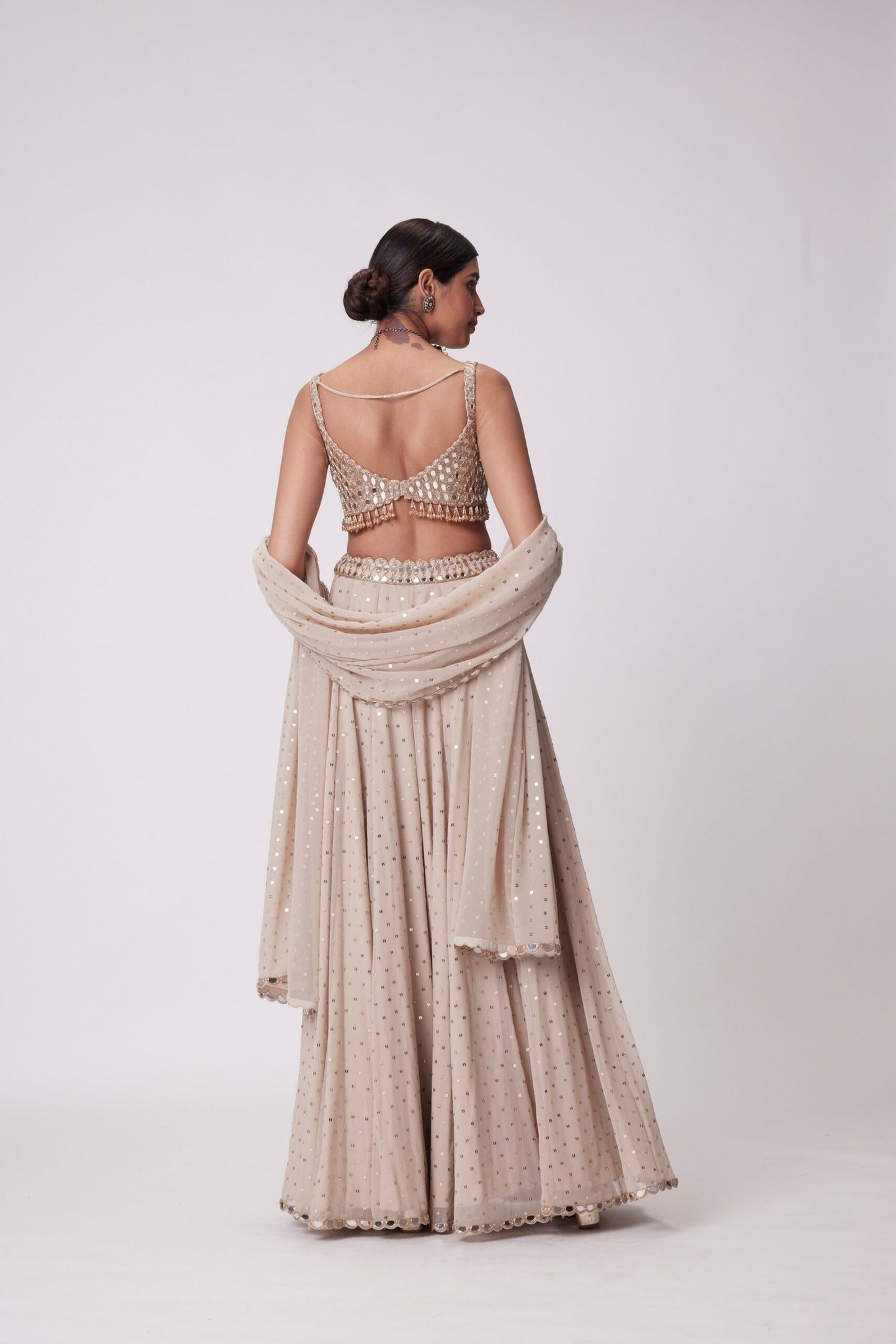 Light Beige Georgette Lehenga Pants  Set
