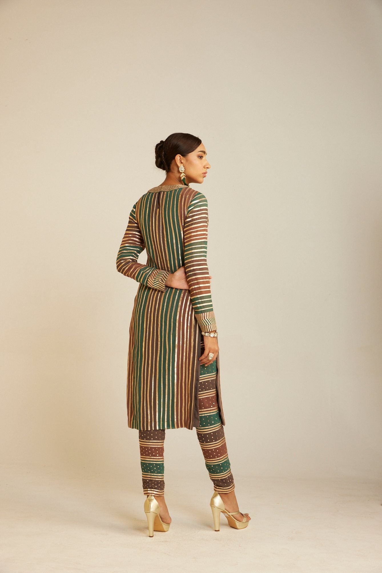 Mud Green Straight Kurta Pant Set