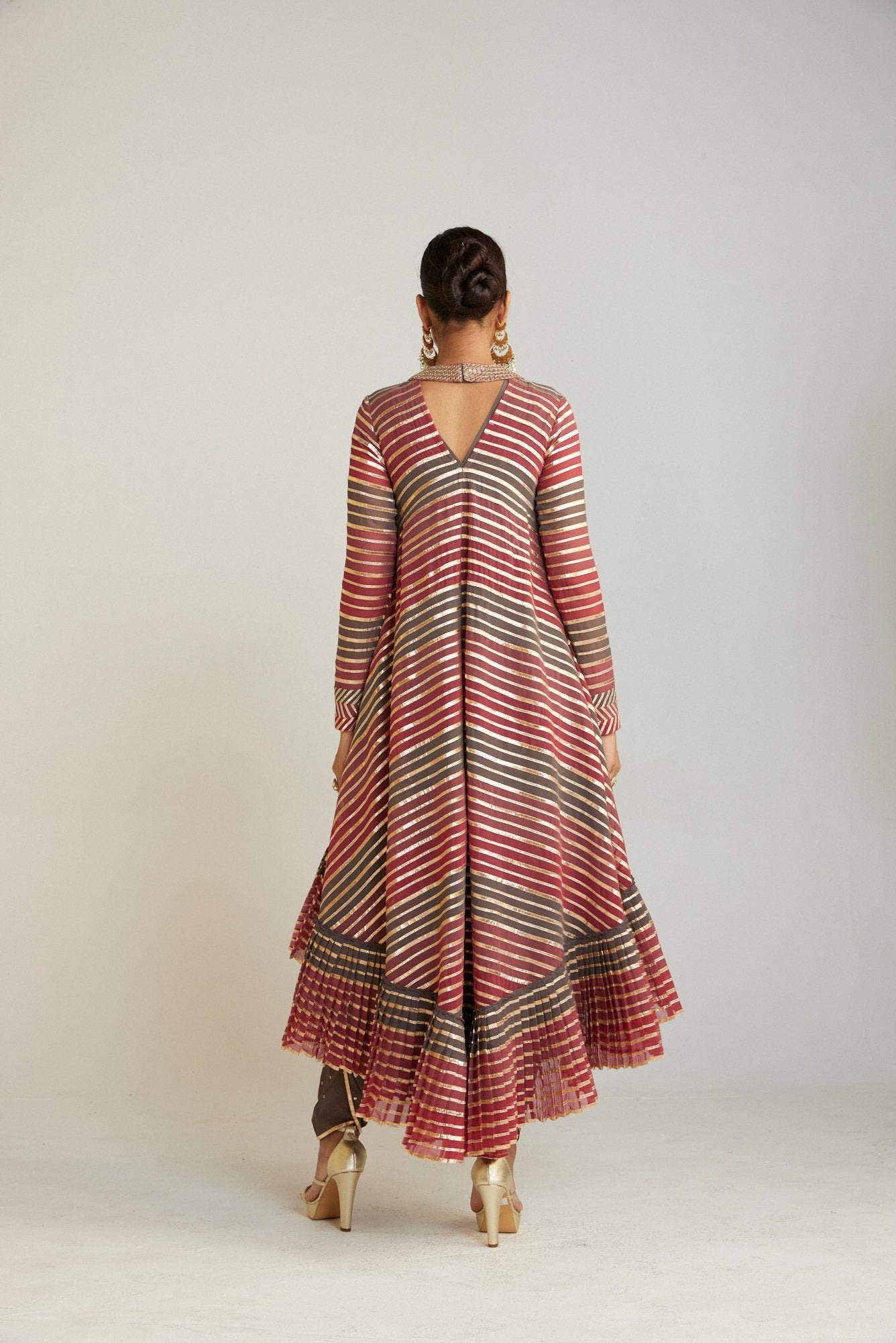 Charcoal Grey Asymmetrical Kurta Set