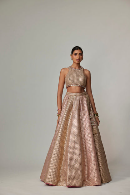 DEEP BEIGE MULTICOLOR WITH CROP TOP