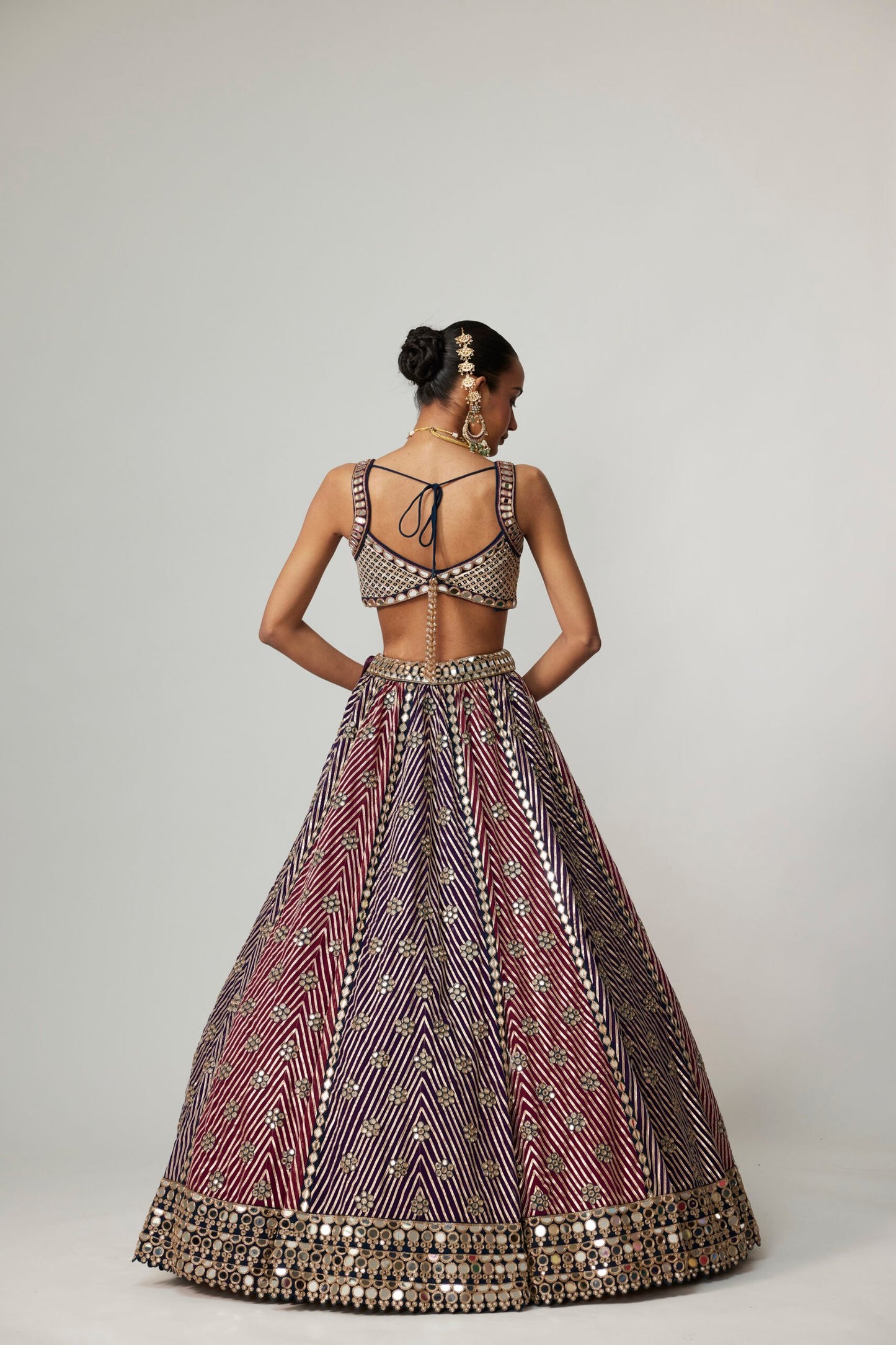 TEAL WINE MULTICOLOR LEHENGA SET WITH WINE DUPATTA