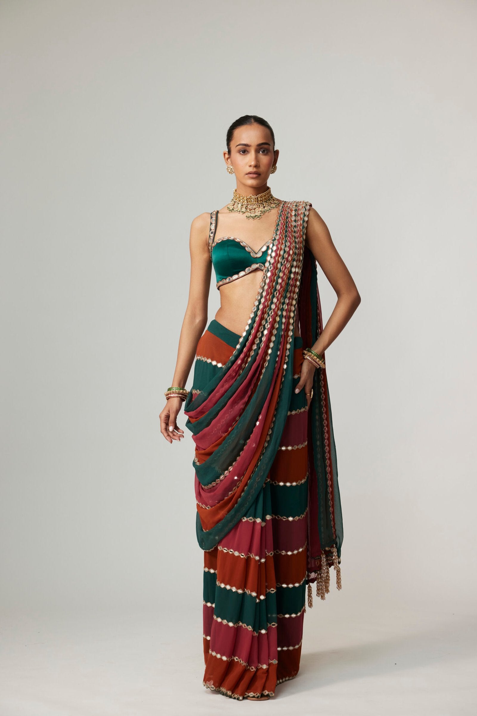 CRANBERRY MULTICOLOR SAREE