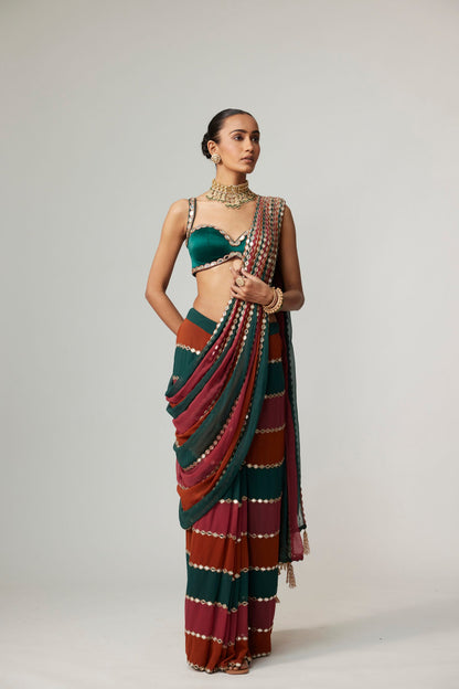 CRANBERRY MULTICOLOR SAREE
