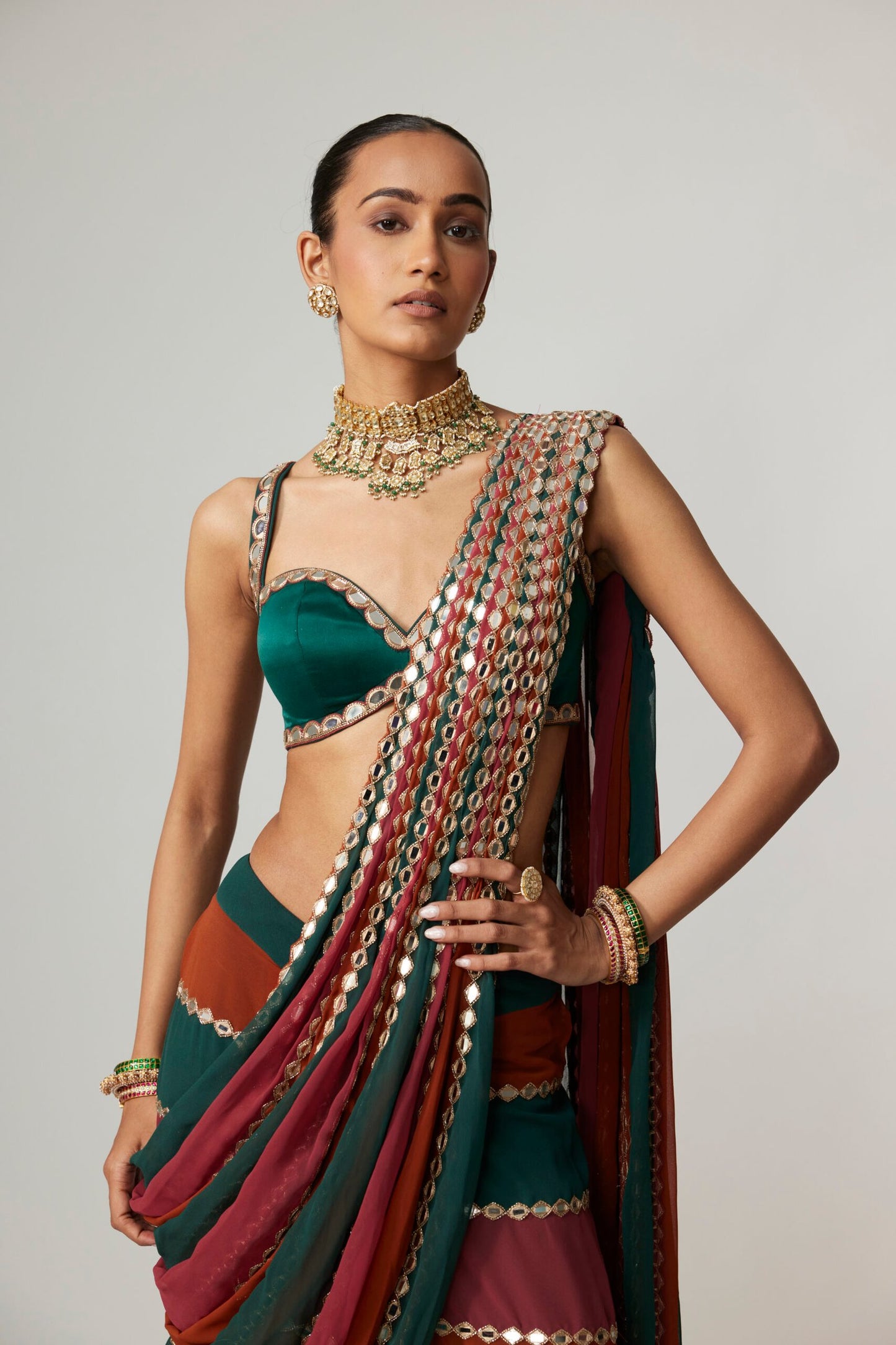 CRANBERRY MULTICOLOR SAREE