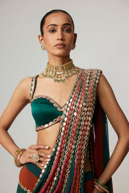 CRANBERRY MULTICOLOR SAREE