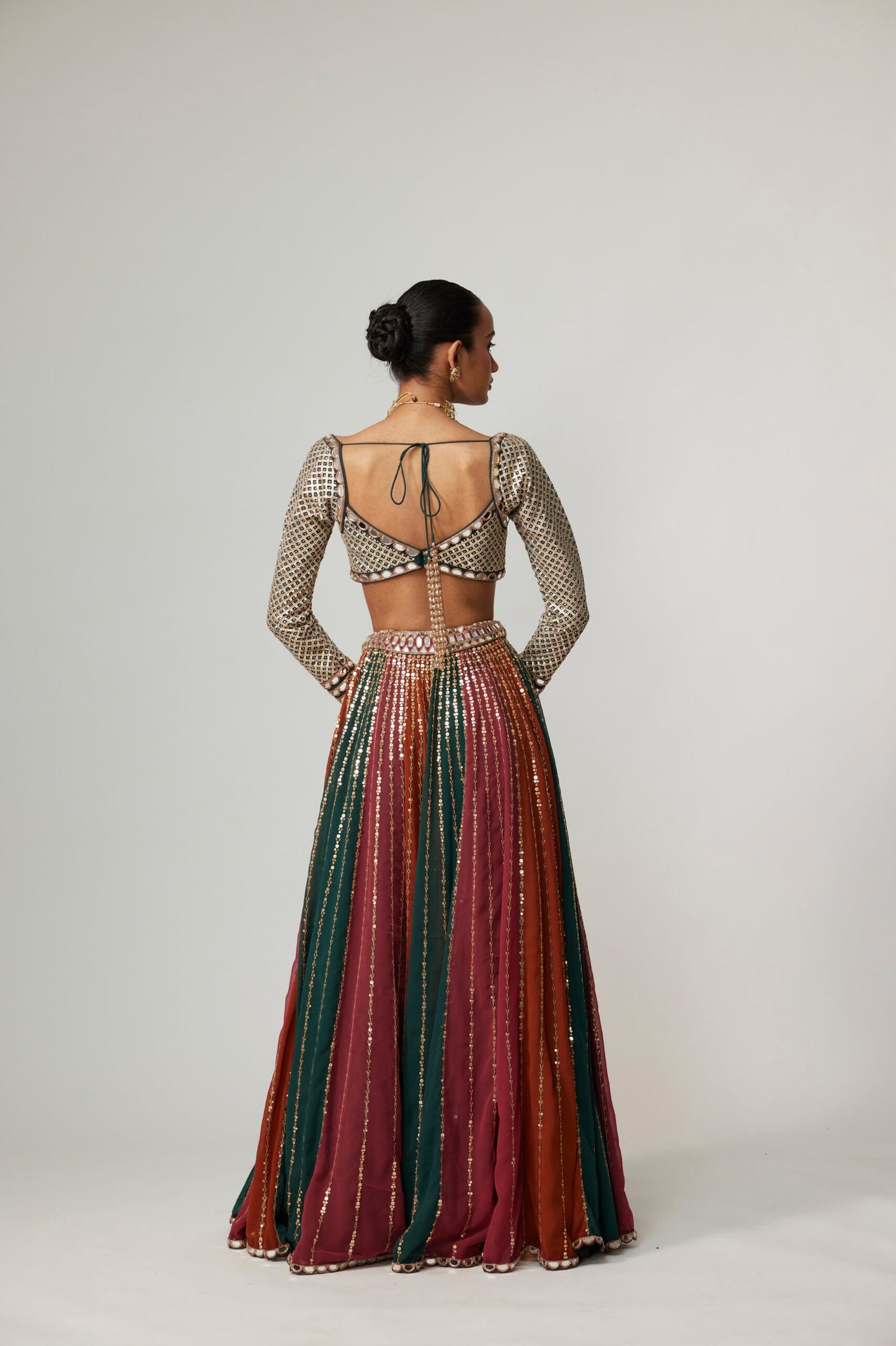 CRANBERRY LEHENGA PANTS WITH SWEETHEART NECK FULL SLEEVE BLOUSE