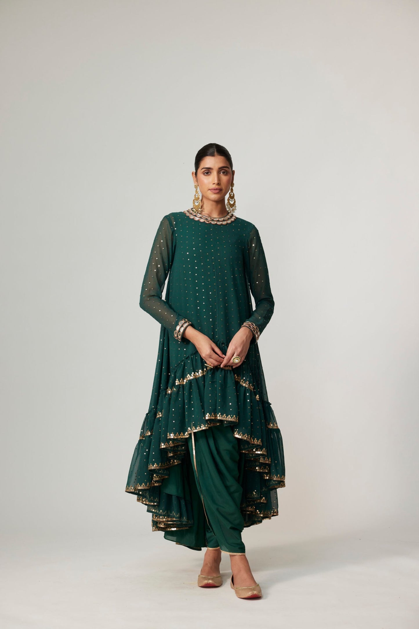 JADE GREEN DHOTI KURTA WITH DUPATTA SET