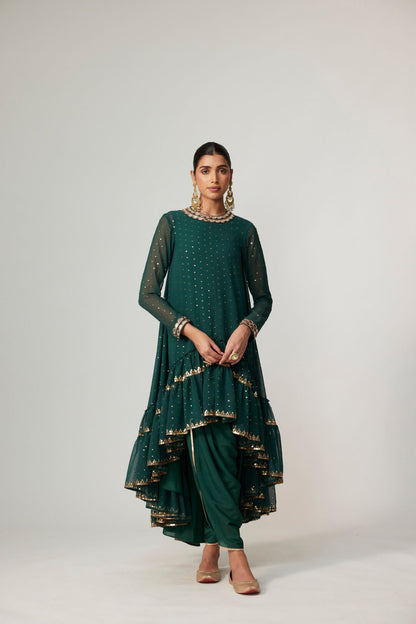 JADE GREEN DHOTI KURTA WITH DUPATTA SET