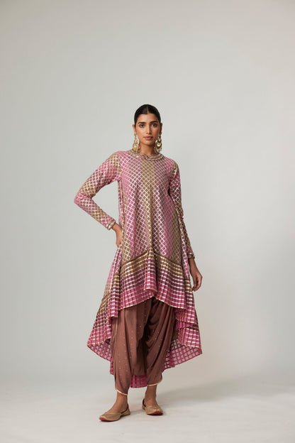 MUD MAUVE MULTICOLOR DHOTI KURTA WITH DUPATTA SET