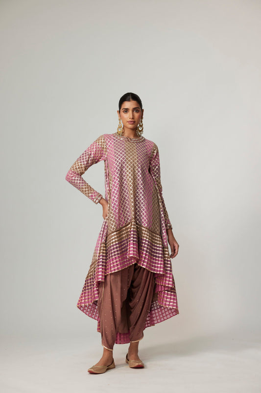 MUD MAUVE MULTICOLOR DHOTI KURTA WITH DUPATTA SET