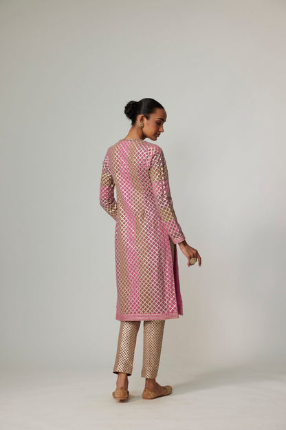 MUD MAUVE MULTICOLOR KURTA WITH DUPATTA SET