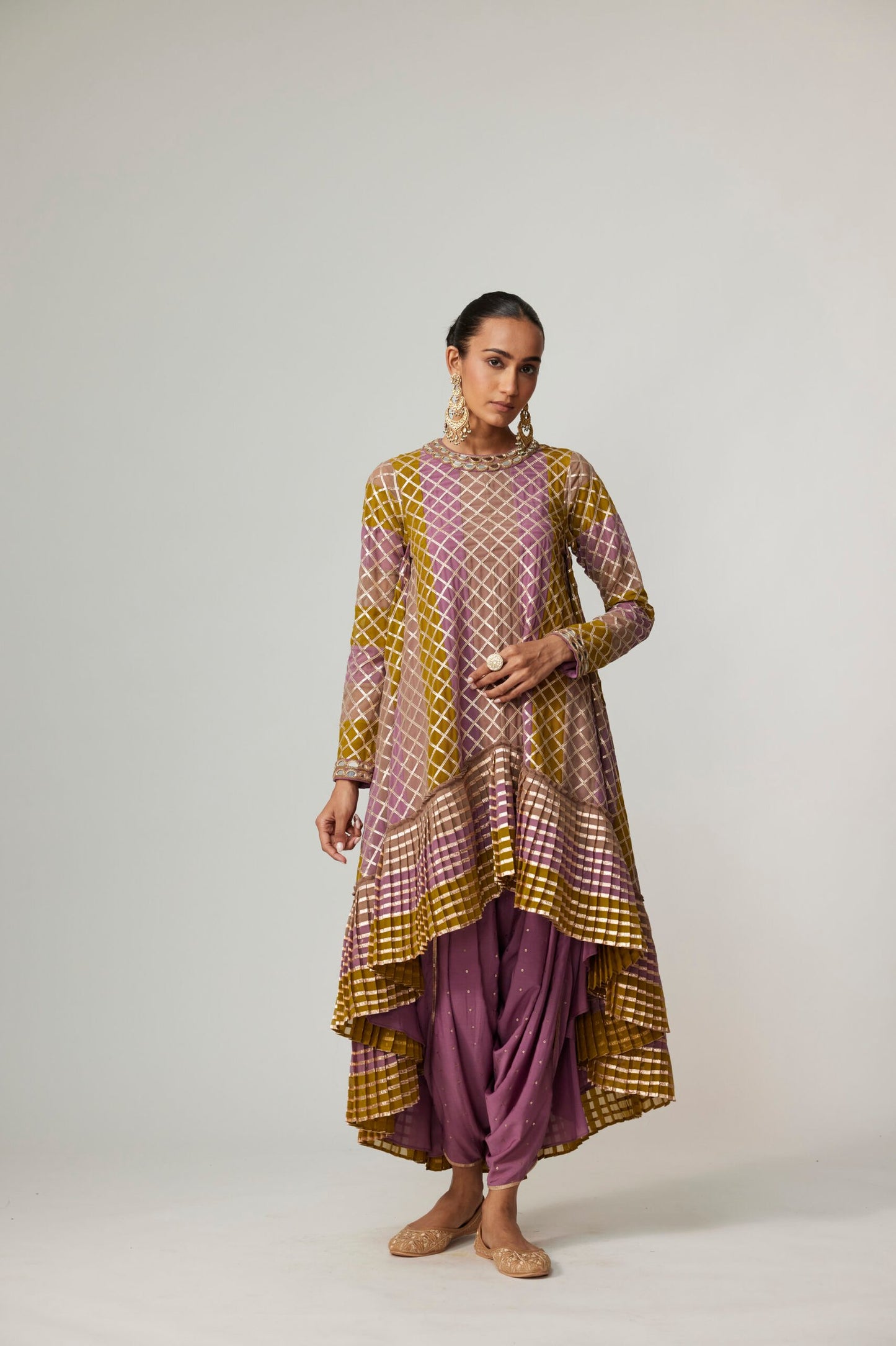 GREEN MULTICOLOR DHOTI KURTA WITH DUPATTA SET