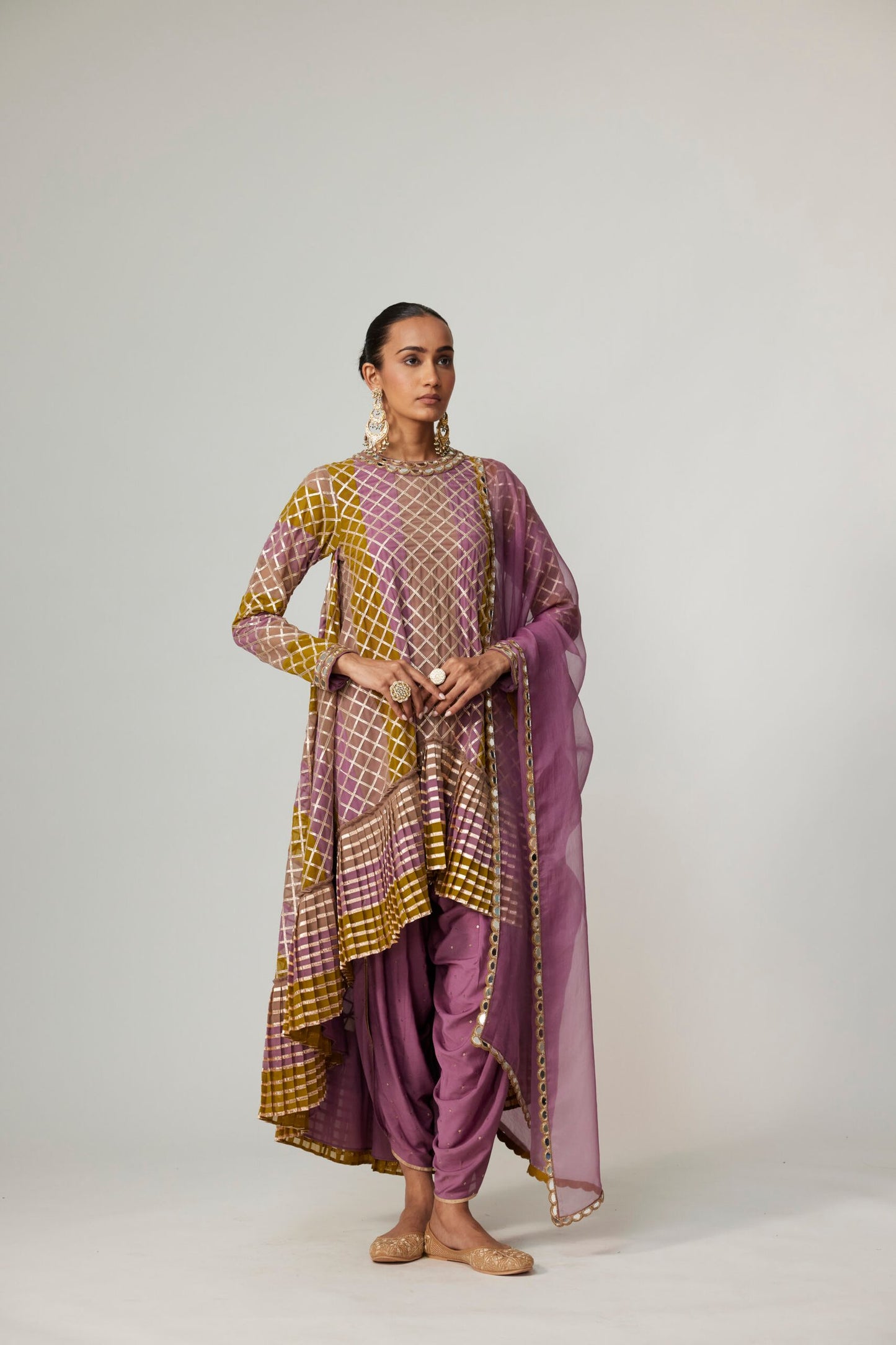GREEN MULTICOLOR DHOTI KURTA WITH DUPATTA SET