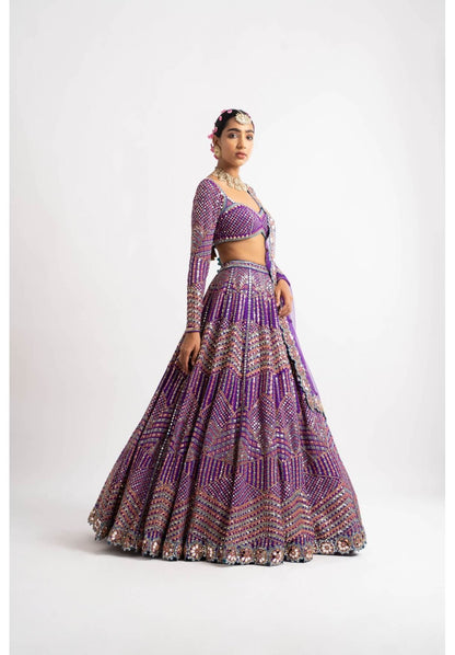 Purple Heavy Multi Color Lehenga Set