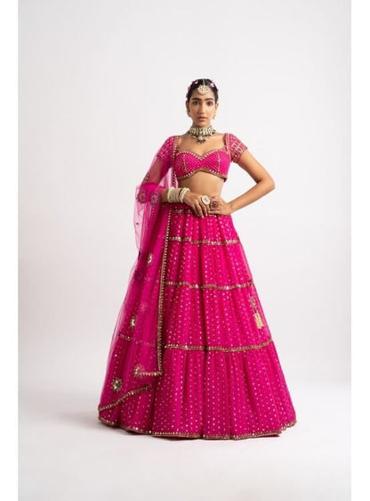 Fuschia Multi Tier Lehenga Set