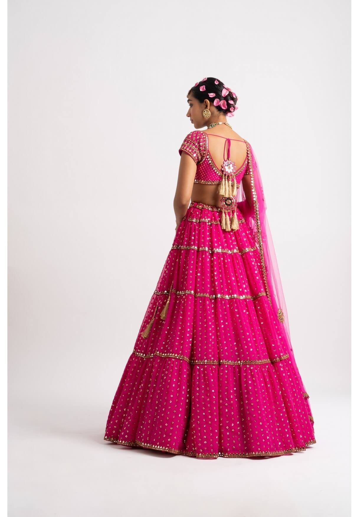Fuschia Multi Tier Lehenga Set