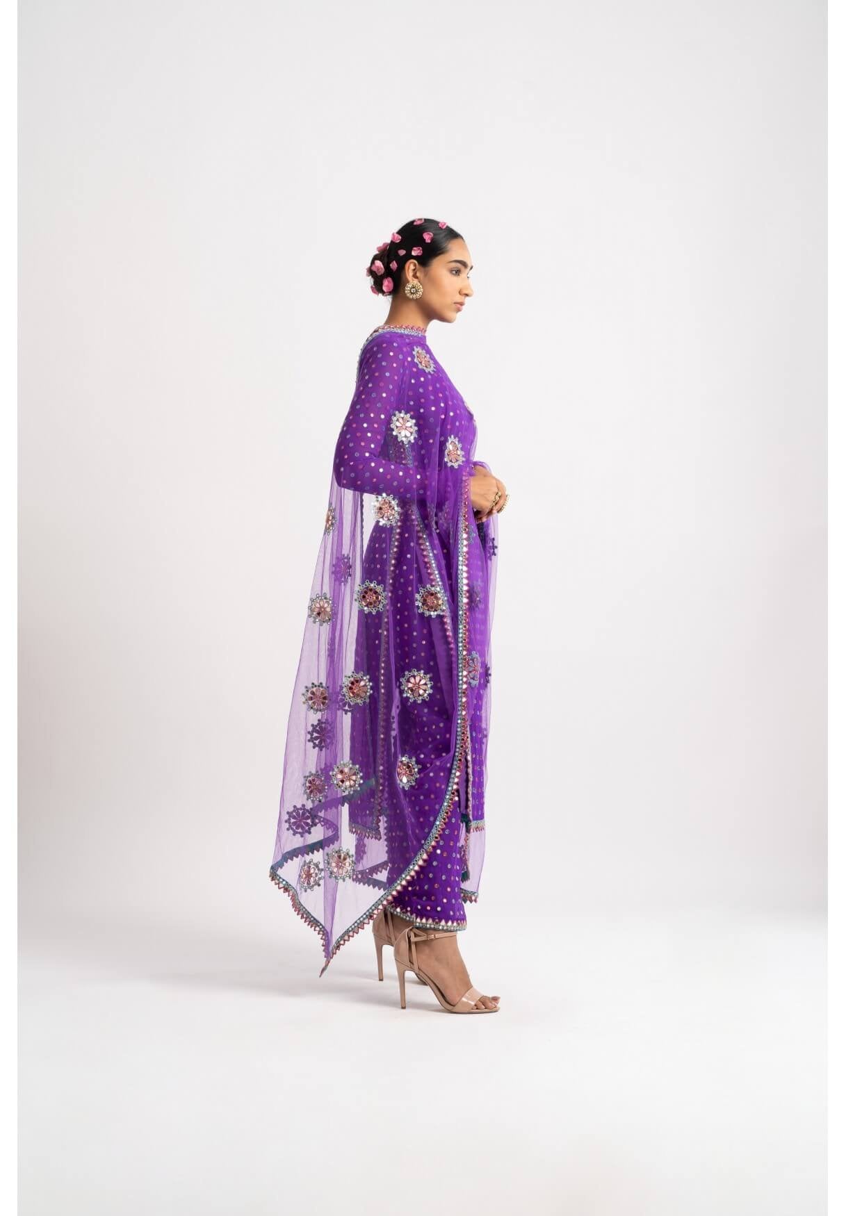 Purple Multi Polka Pant Kurta Set