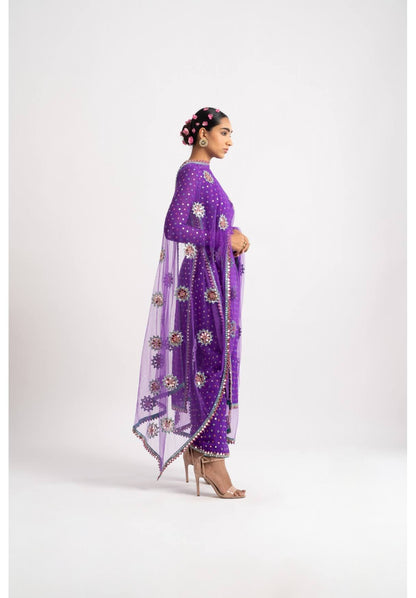 Purple Multi Polka Pant Kurta Set