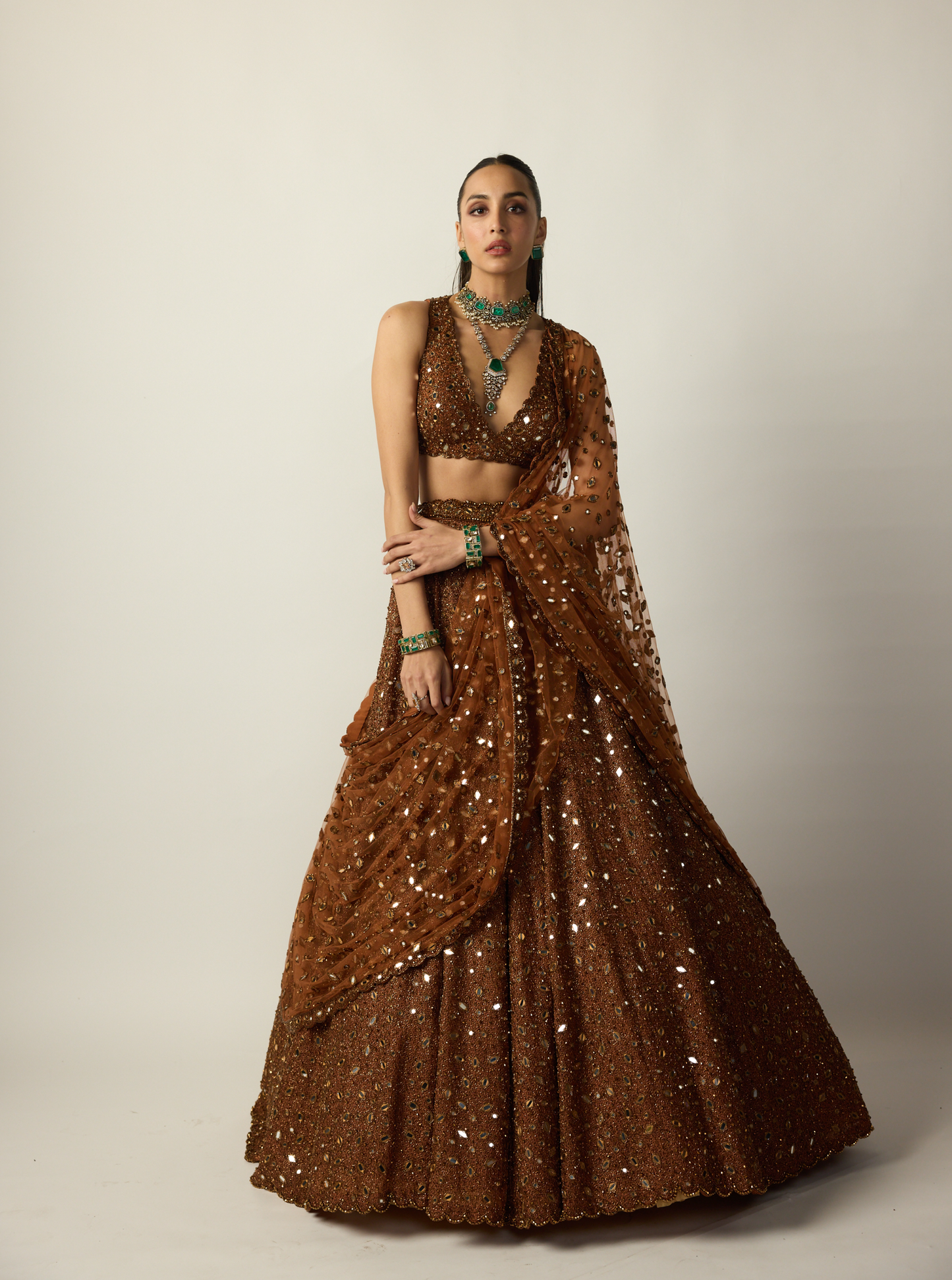 Metallic Copper Lehenga Set