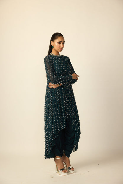 Dark Teal Drop Kurta Set