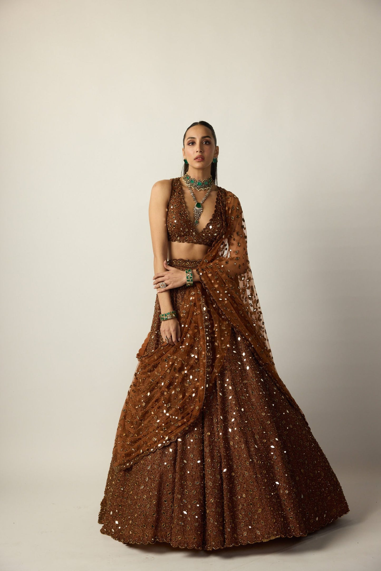 Metallic Copper Lehenga Set