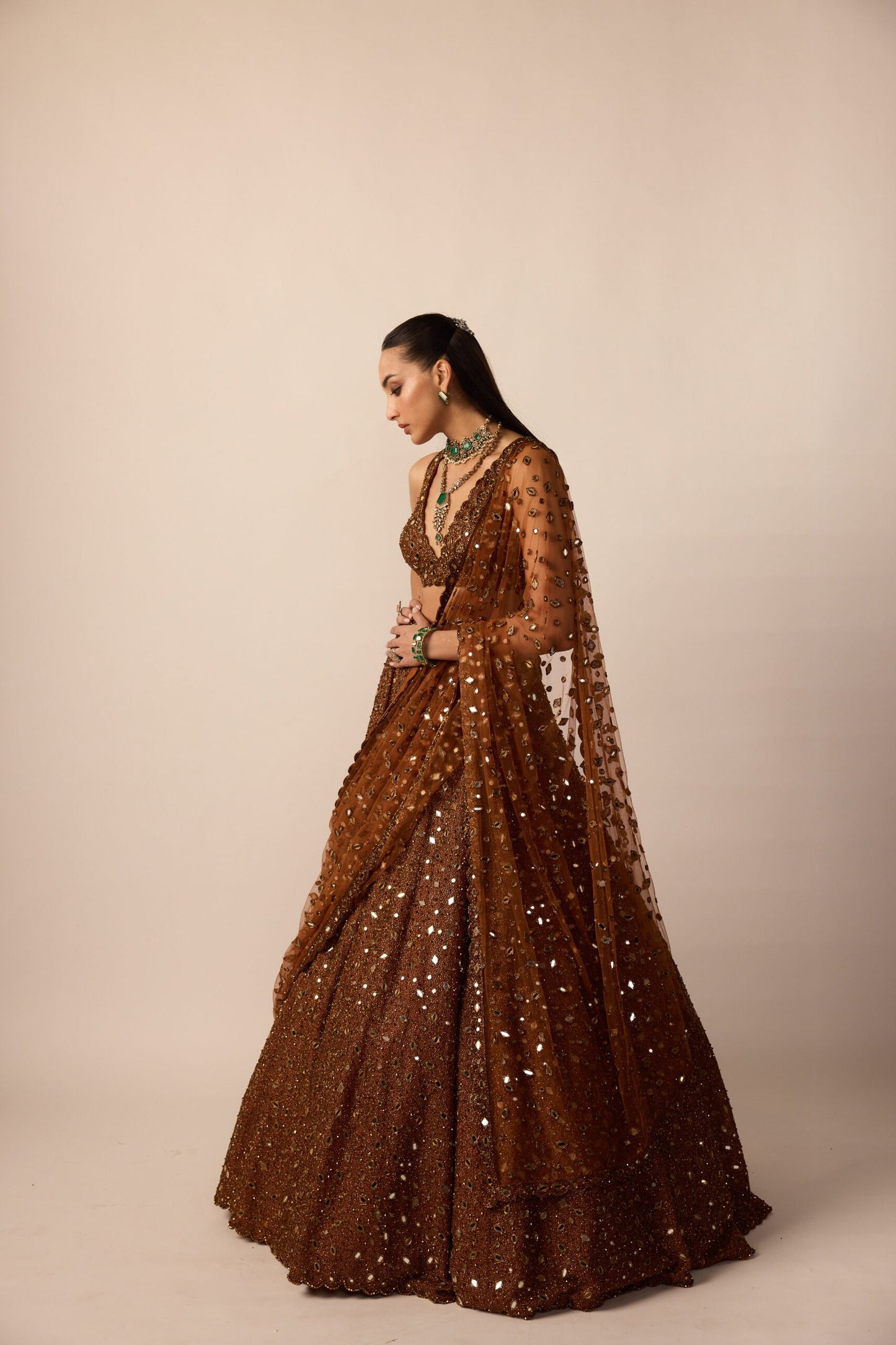 Metallic Copper Lehenga Set