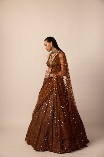 Metallic Copper Lehenga Set