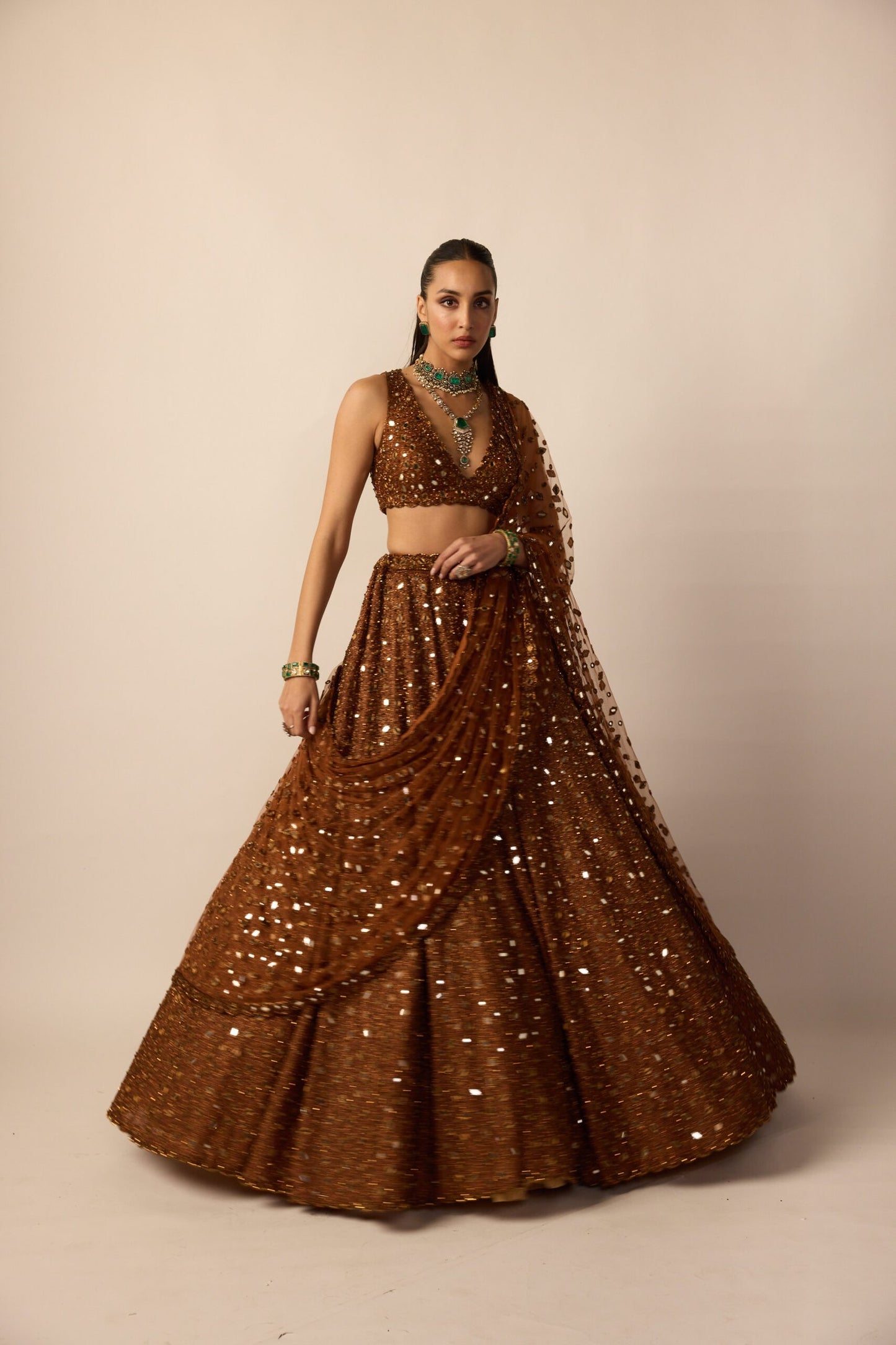 Metallic Copper Lehenga Set