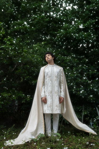 Wisteria White Sherwani Set