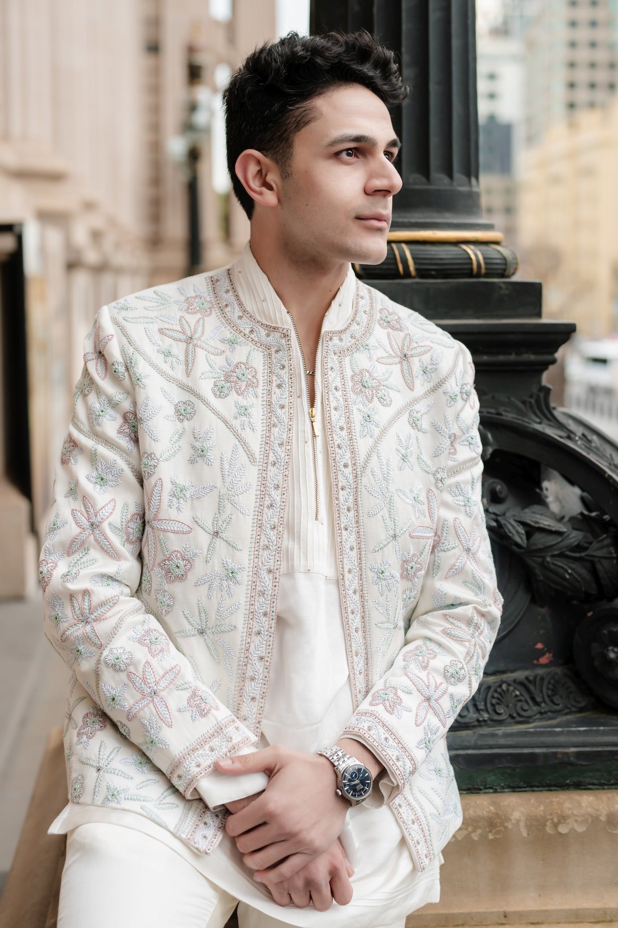 Shop White Dahlia Short Jacket Set | Paaro Australia
