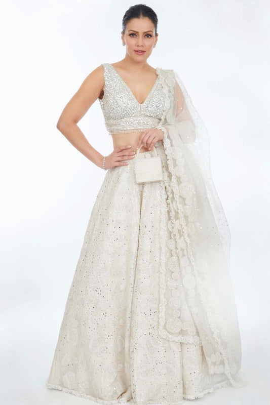 Waluscha in Ivory Organza Lehenga Choli Set