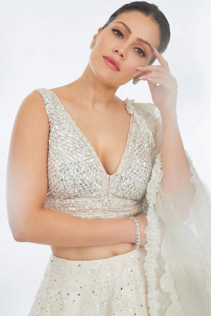 Waluscha in Ivory Organza Lehenga Choli Set