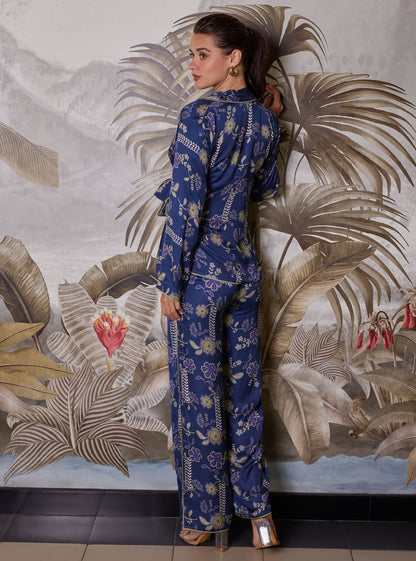 Nyx Cupro Printed Navy Co-ord Set