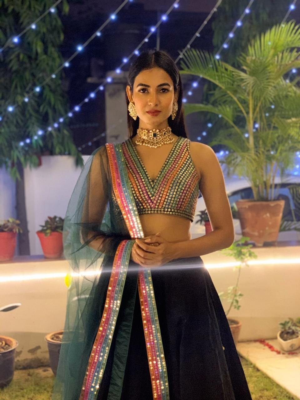 Multi Stripe Blouse Lehenga Set