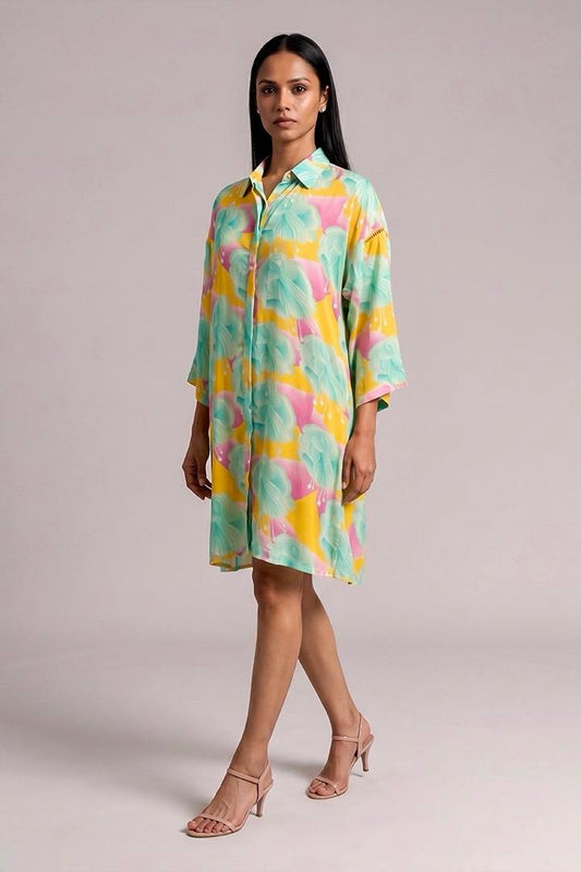 Aquamarine Bloomerang Shirt Dress