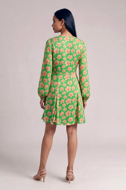 Green Passion Flower Skater Dress