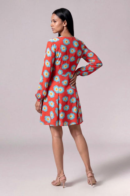 Red Crazy Daisy Skater Dress