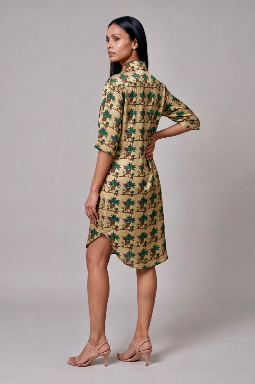 Tan Birds of Paradise Long Shirt