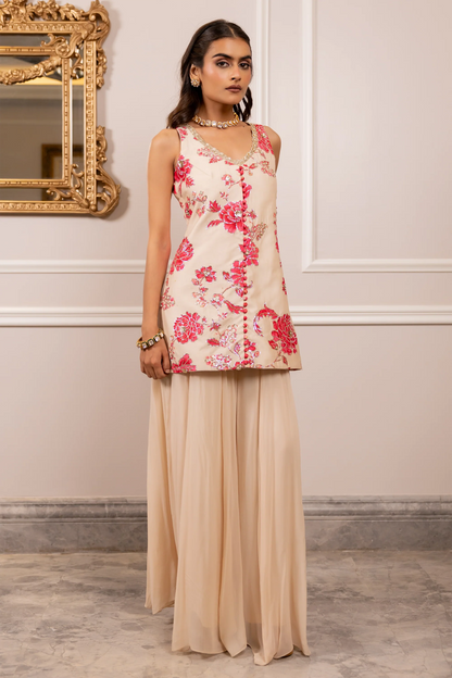 YANIKA KURTA SET – OFF WHITE AND PINK