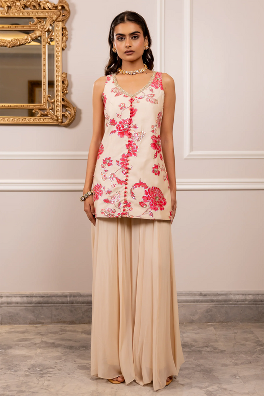 YANIKA KURTA SET – OFF WHITE AND PINK