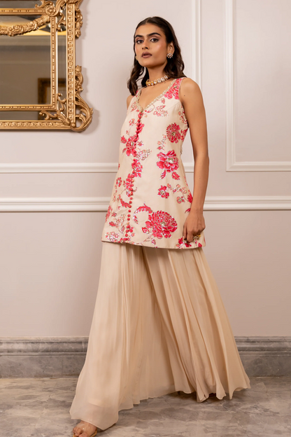 YANIKA KURTA SET – OFF WHITE AND PINK