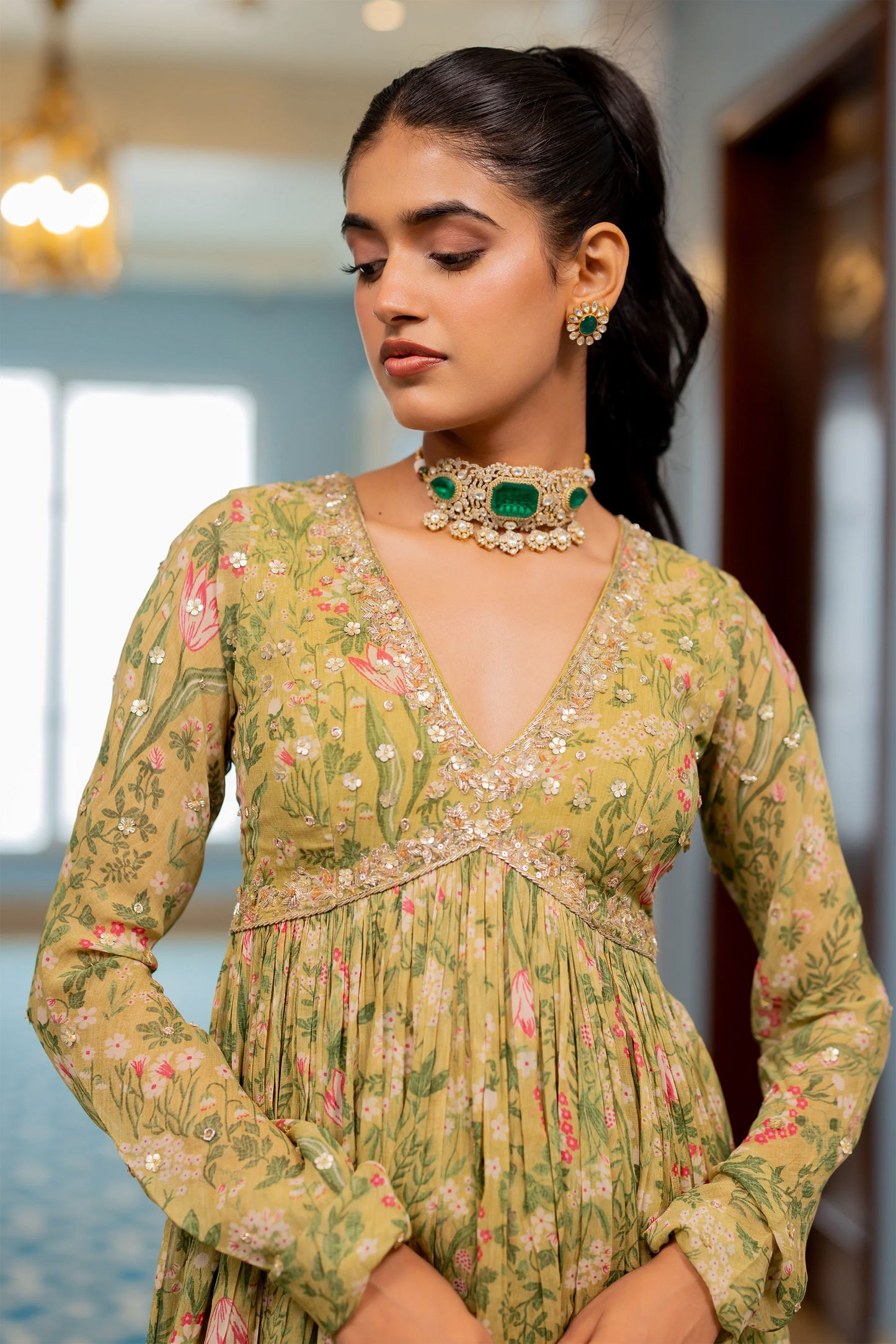 KEEVA PEPLUM SET – SAGE GREEN