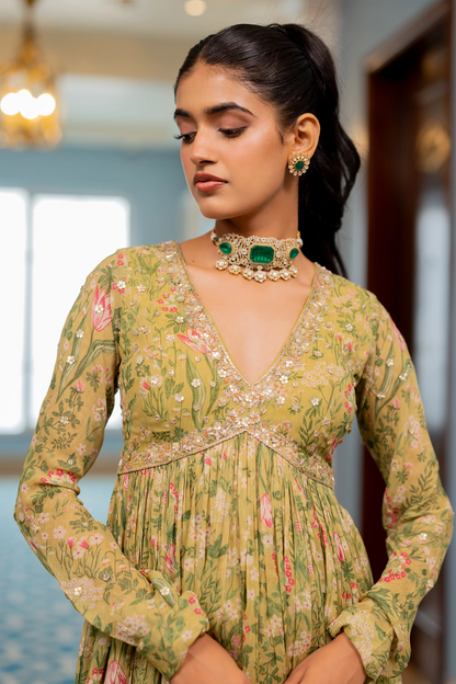 KEEVA PEPLUM SET – SAGE GREEN