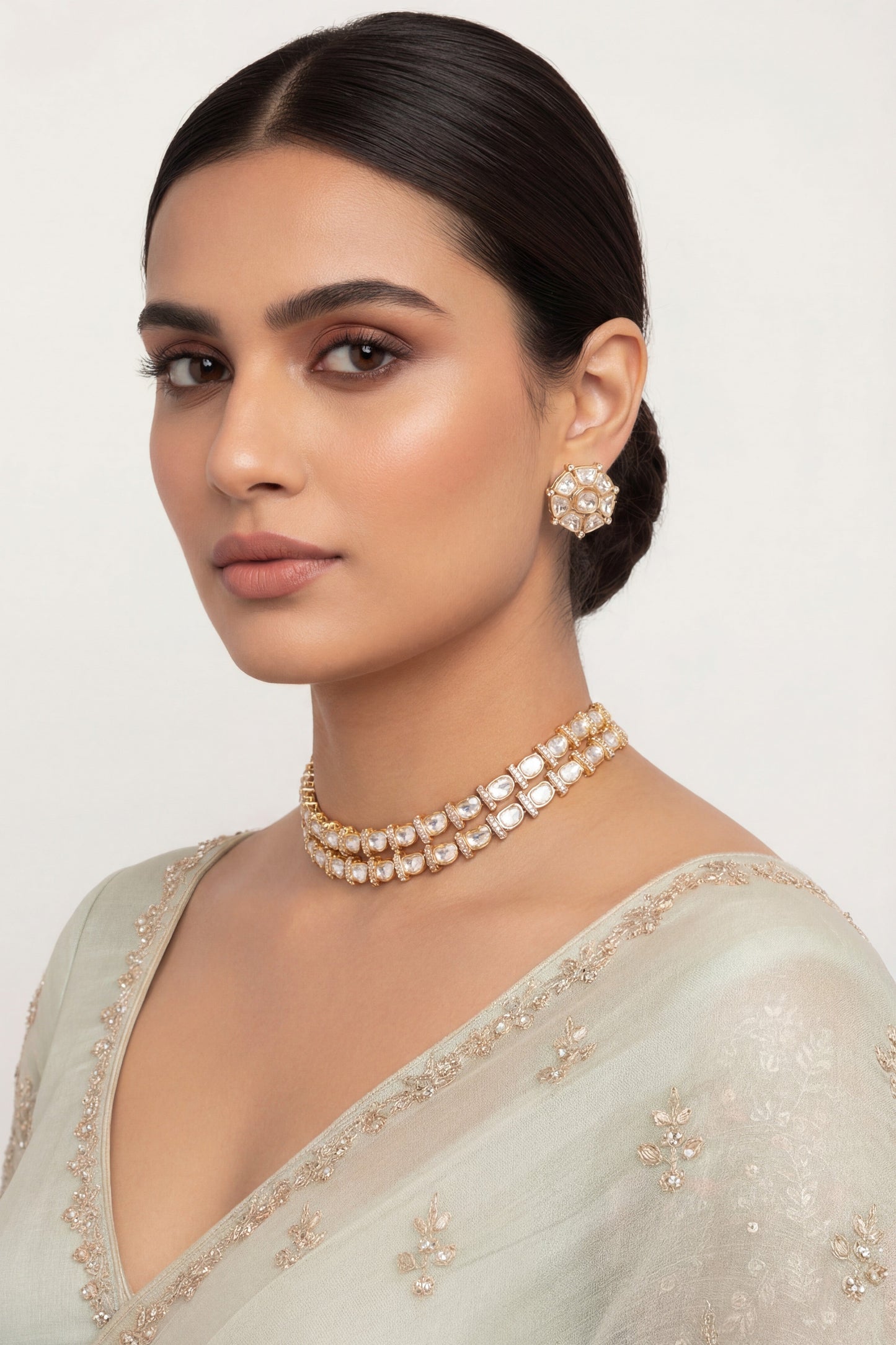 Neyara Gold Finish Kundan Necklace Set