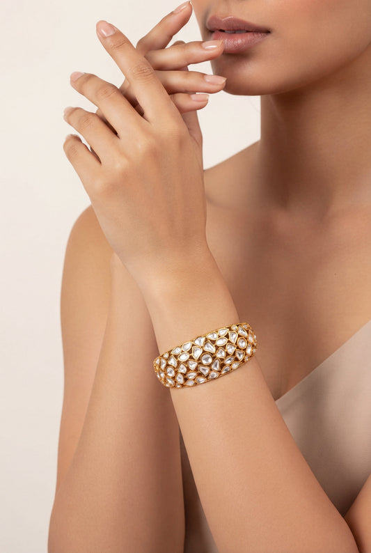 Oorvya Gold Finish Kundan Kada