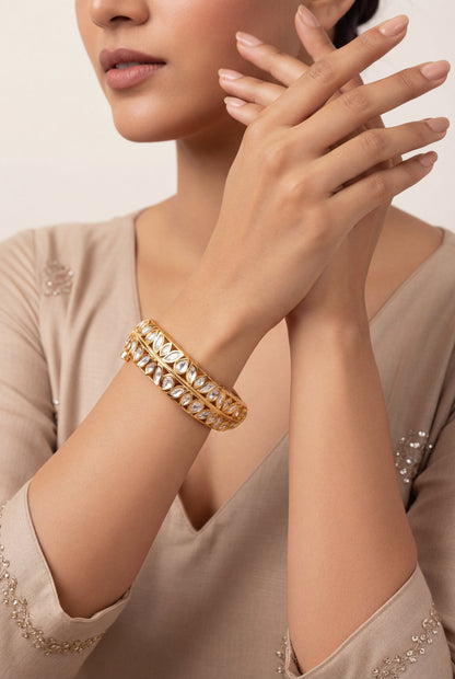 Nayomiya Gold Finish Kundan Kadas