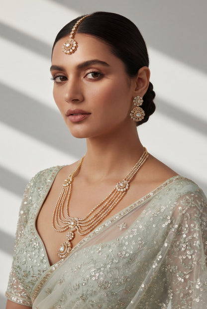 Lohita Gold Finish Moissanite Bridal Set