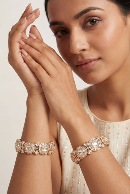 Amayira Gold Finish Kundan Kadas