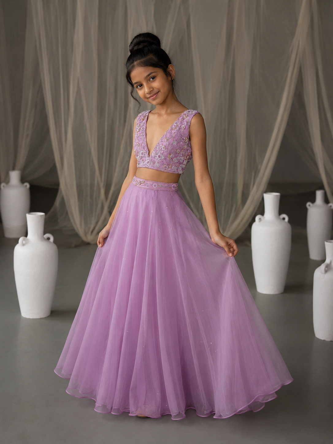 Dreamhaven Lilac Silk Organza Lehenga Set